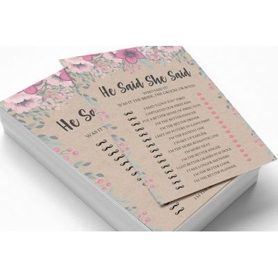 50 Cartões de Jogo Quadrados Kraft Florais em Branco para Preencher Ideias de Presente para Chá de Noiva e Despedida de Solteira - Inkdotpot 12,7 Cm × 17,78 Cm / Bege - Ele Disse, Ela Disse