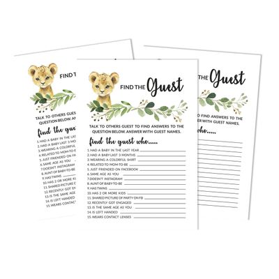 Conjunto com 50 Peças Jogo Alfabeto ABC para Chá de Bebê Tema Filhote de Guepardo e Animais da Selva - Inkdotpot 12,7 Cm × 17,78 Cm / Branco - Encontre o Convidado