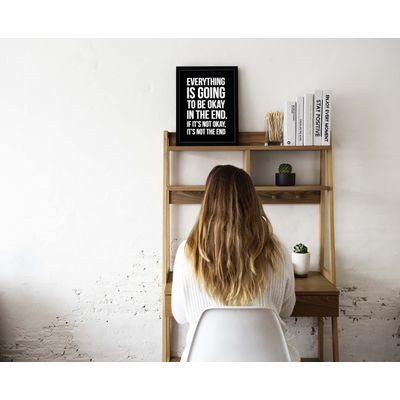 Arte de Parede Motivacional — Tudo Vai Ficar Bem no Final; Se Não Estiver, Não É o Fim — Decoração de Parede, 1 Unid., Preto - Inkdotpot 20,32 Cm × 25,4 Cm / Moldura Preta