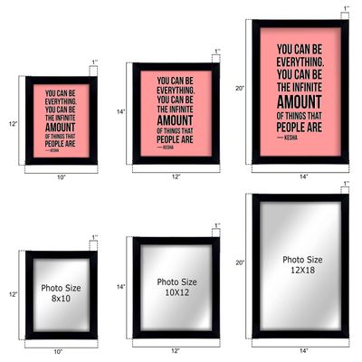 Quadro Motivacional: Você Pode Ser Tudo. Pode Ser Uma Infinidade de Coisas — Kesha, p/ Casa/Escrit., 1 Un., Rosa - Inkdotpot 20,32 Cm × 25,4 Cm / Moldura Preta