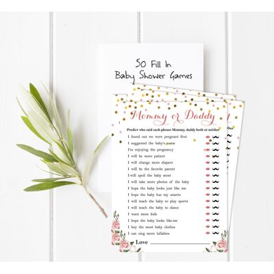 Conjunto com 50 Confetes para Chá de Bebê e Revelação do Sexo, Cartões ABC É Menino / É Menina Acessórios para Festa - Inkdotpot 12,7 Cm × 17,78 Cm / Branco - Quem Disse Isso: Mamãe ou Papai?