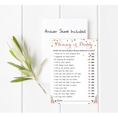 Conjunto com 50 Confetes para Chá de Bebê e Revelação do Sexo, Cartões ABC É Menino / É Menina Acessórios para Festa - Inkdotpot 12,7 Cm × 17,78 Cm / Branco - Quem Disse Isso: Mamãe ou Papai?