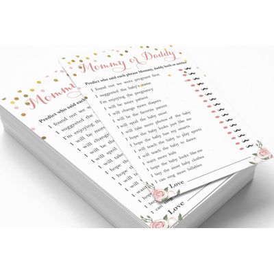Conjunto com 50 Confetes para Chá de Bebê e Revelação do Sexo, Cartões ABC É Menino / É Menina Acessórios para Festa - Inkdotpot 12,7 Cm × 17,78 Cm / Branco - Quem Disse Isso: Mamãe ou Papai?