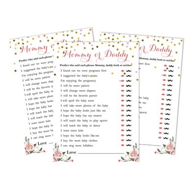 Conjunto com 50 Confetes para Chá de Bebê e Revelação do Sexo, Cartões ABC É Menino / É Menina Acessórios para Festa - Inkdotpot 12,7 Cm × 17,78 Cm / Branco - Quem Disse Isso: Mamãe ou Papai?