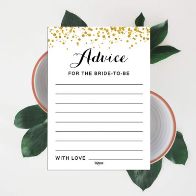 Cartões de Jogo Quadrados em Branco para Ideias de Presentes, 50 Un., Confete Dourado para Chá de Noiva/Despedida de Solteira - Inkdotpot 12,7 Cm × 17,78 Cm / Branco - Quiz da Noiva