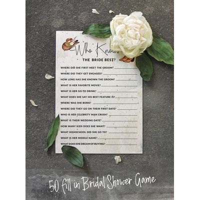 Pacote com 50 Cartões Quadrados em Branco para Chá de Noiva, Despedida de Solteira e Ideias de Presente, Jogo Cowgirl - Inkdotpot 12,7 Cm × 17,78 Cm / Branco - Quiz da Noiva