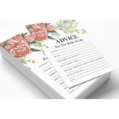 Cartões Quadrados em Branco para Chá de Noiva e Despedida de Solteira, Ideias de Presentes para Preencher, Pacote com 50 - Inkdotpot 12,7 Cm × 17,78 Cm / Branco - Quiz da Noiva