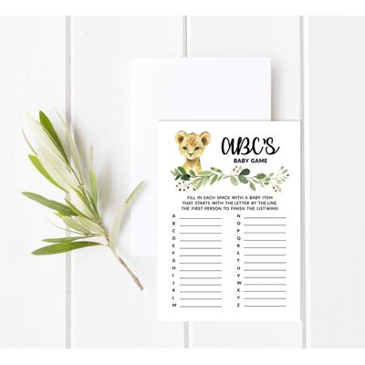 Conjunto com 50 Peças Jogo Alfabeto ABC para Chá de Bebê Tema Filhote de Guepardo e Animais da Selva - Inkdotpot 12,7 Cm × 17,78 Cm / Branco - Quem Disse Isso: Mamãe ou Papai?