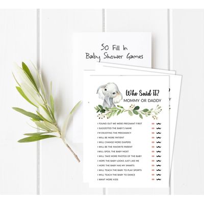 Conjunto com 50 Peças Jogo Alfabeto ABC para Chá de Bebê Tema Filhote de Guepardo e Animais da Selva - Inkdotpot 12,7 Cm × 17,78 Cm / Branco - Quem Disse Isso: Mamãe ou Papai?