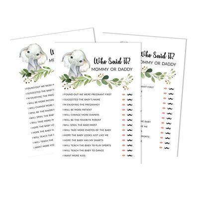 Conjunto com 50 Peças Jogo Alfabeto ABC para Chá de Bebê Tema Filhote de Guepardo e Animais da Selva - Inkdotpot 12,7 Cm × 17,78 Cm / Branco - Quem Disse Isso: Mamãe ou Papai?