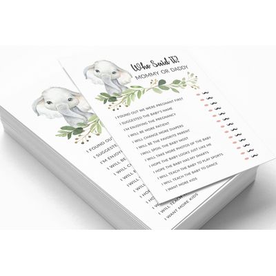Conjunto com 50 Peças Jogo Alfabeto ABC para Chá de Bebê Tema Filhote de Guepardo e Animais da Selva - Inkdotpot 12,7 Cm × 17,78 Cm / Branco - Quem Disse Isso: Mamãe ou Papai?