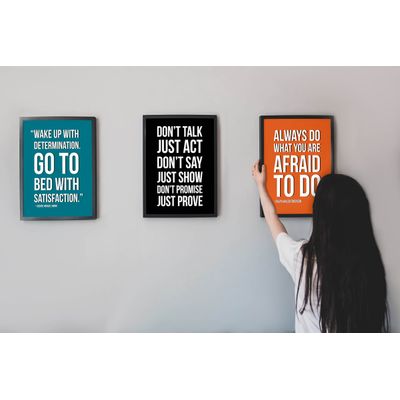 Arte de Parede Motivacional 'Sempre Faça o que Tem Medo de Fazer', Citação Ralph Waldo Emerson, Casa/Escritório, 1 un., Laranja - Inkdotpot 20,32 Cm × 25,4 Cm / Moldura Preta