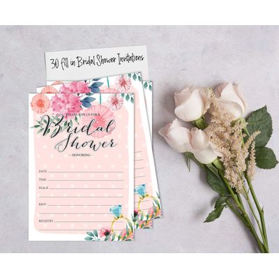 Cartões Florais Quadrados em Branco para Preencher Ideias de Presente para Chá de Noiva e Despedida de Solteira, Pacote com 50 - Inkdotpot 12,7 Cm × 17,78 Cm / Laranja - Quiz da Noiva
