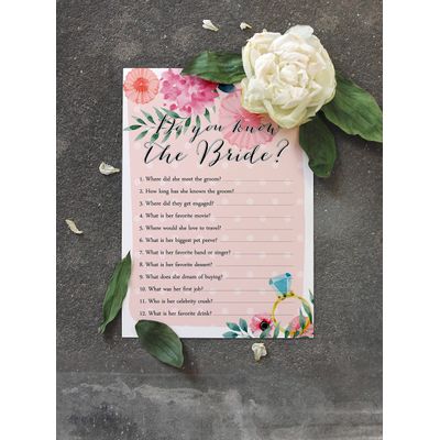Cartões Florais Quadrados em Branco para Preencher Ideias de Presente para Chá de Noiva e Despedida de Solteira, Pacote com 50 - Inkdotpot 12,7 Cm × 17,78 Cm / Laranja - Quiz da Noiva