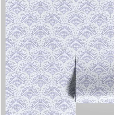 Papel de Parede Leque Radial Estilo Asiático Autoadesivo, Revestimento Decorativo, Decoração DIY Fácil para Quarto e Sala, Roxo - S4Sassy 63,5 cm (L) × 304,8 cm (C) / Roxo - Vinil Liso
