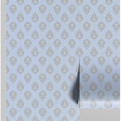 Papel de Parede Boho Estampa em Bloco, Estilo Asiático, Vinil Autoadesivo, Revestimento Decorativo Fácil para Quarto e Sala - Azul - S4Sassy 63,5 cm (L) × 304,8 cm (C) / Azul - Vinil Liso
