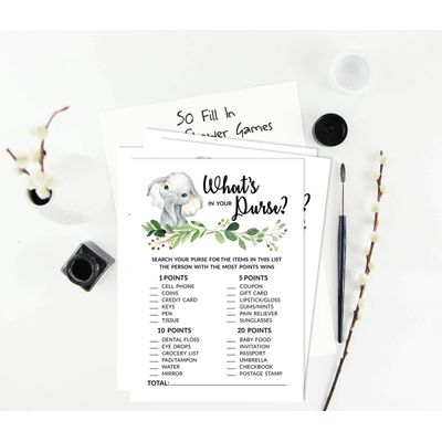 Conjunto com 50 Peças Jogo Alfabeto ABC para Chá de Bebê Tema Filhote de Guepardo e Animais da Selva - Inkdotpot 12,7 Cm × 17,78 Cm / Branco - O Que Tem na Sua Bolsa