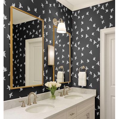 Papel de Parede Pássaros e Flores Cinza, Vinil Autoadesivo, Revestimento Decorativo, Aplicação DIY Fácil para Quarto e Sala - S4Sassy 63,5 cm (L) × 609,6 cm (C) / Cinza - Vinil Liso