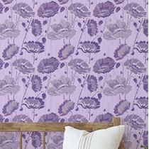Papel de Parede Flower Bloom, Revestimento Roxo em Vinil Autoadesivo, Adesivo Decorativo, Instalação Fácil para Quarto e Sala - S4Sassy