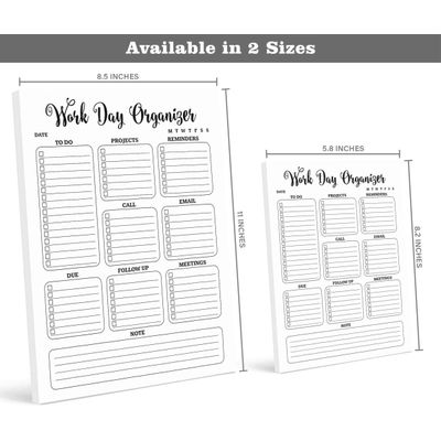 Planejador Diário e Organizador Pessoal para Casa e Escritório, 50 Páginas Sem Data para Tarefas, Bloco Destacável de Afazeres - Inkdotpot 21,59 Cm × 27,94 Cm / Branco