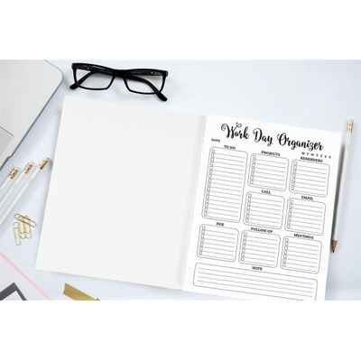 Planejador Diário e Organizador Pessoal para Casa e Escritório, 50 Páginas Sem Data para Tarefas, Bloco Destacável de Afazeres - Inkdotpot 21,59 Cm × 27,94 Cm / Branco