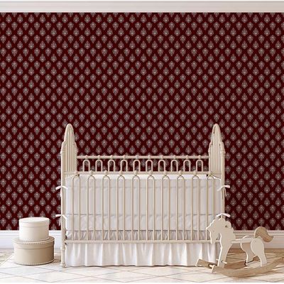 Papel de Parede Vinílico Autoadesivo Estampa Boho em Blocos Estilo Asiático, Decorativo, Fácil DIY para Quarto e Sala - Vermelho - S4Sassy 63,5 cm (L) × 609,6 cm (C) / Vermelho - Vinil Liso