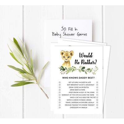 Conjunto com 50 Peças Jogo Alfabeto ABC para Chá de Bebê Tema Filhote de Guepardo e Animais da Selva - Inkdotpot 12,7 Cm × 17,78 Cm / Branco - Quiz do Papai