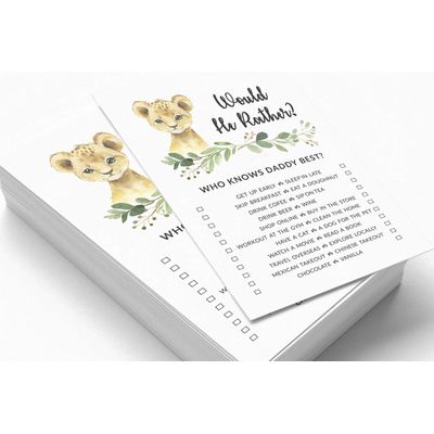 Conjunto com 50 Peças Jogo Alfabeto ABC para Chá de Bebê Tema Filhote de Guepardo e Animais da Selva - Inkdotpot 12,7 Cm × 17,78 Cm / Branco - Quiz do Papai