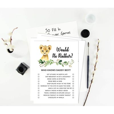 Conjunto com 50 Peças Jogo Alfabeto ABC para Chá de Bebê Tema Filhote de Guepardo e Animais da Selva - Inkdotpot 12,7 Cm × 17,78 Cm / Branco - Quiz do Papai