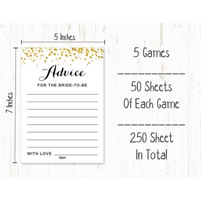 Cartões de Jogo Quadrados em Branco para Ideias de Presentes, 50 Un., Confete Dourado para Chá de Noiva/Despedida de Solteira - Inkdotpot 12,7 Cm × 17,78 Cm / Branco - Conjunto de Jogos