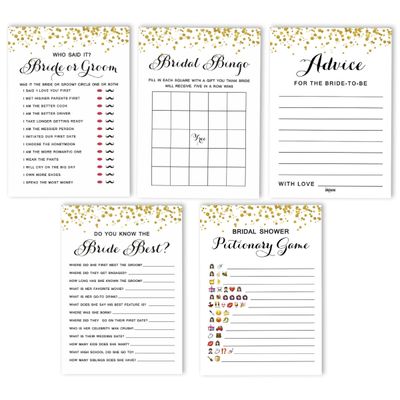 Cartões de Jogo Quadrados em Branco para Ideias de Presentes, 50 Un., Confete Dourado para Chá de Noiva/Despedida de Solteira - Inkdotpot 12,7 Cm × 17,78 Cm / Branco - Conjunto de Jogos
