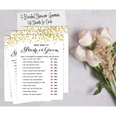 Cartões de Jogo Quadrados em Branco para Ideias de Presentes, 50 Un., Confete Dourado para Chá de Noiva/Despedida de Solteira - Inkdotpot 12,7 Cm × 17,78 Cm / Branco - Conjunto de Jogos