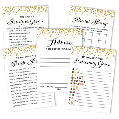 Cartões de Jogo Quadrados em Branco para Ideias de Presentes, 50 Un., Confete Dourado para Chá de Noiva/Despedida de Solteira - Inkdotpot 12,7 Cm × 17,78 Cm / Branco - Conjunto de Jogos