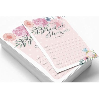 Cartões Florais Quadrados em Branco para Preencher Ideias de Presente para Chá de Noiva e Despedida de Solteira, Pacote com 50 - Inkdotpot 12,7 Cm × 17,78 Cm / Laranja - Conjunto de Jogos