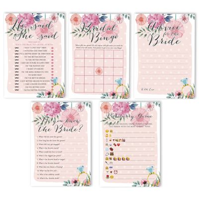 Cartões Florais Quadrados em Branco para Preencher Ideias de Presente para Chá de Noiva e Despedida de Solteira, Pacote com 50 - Inkdotpot 12,7 Cm × 17,78 Cm / Laranja - Conjunto de Jogos