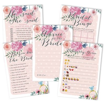 Cartões Florais Quadrados em Branco para Preencher Ideias de Presente para Chá de Noiva e Despedida de Solteira, Pacote com 50 - Inkdotpot 12,7 Cm × 17,78 Cm / Laranja - Conjunto de Jogos
