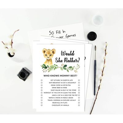 Conjunto com 50 Peças Jogo Alfabeto ABC para Chá de Bebê Tema Filhote de Guepardo e Animais da Selva - Inkdotpot 12,7 Cm × 17,78 Cm / Branco - Quiz da Mamãe