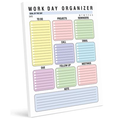 Planejador Diário de Trabalho e Organizador Pessoal - Casa/Escritório - 50 Páginas Sem Data para Tarefas - Bloco Destacável - Inkdotpot 14,73 Cm × 20,83 Cm / Multicolorido