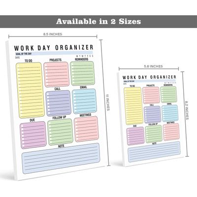 Planejador Diário de Trabalho e Organizador Pessoal - Casa/Escritório - 50 Páginas Sem Data para Tarefas - Bloco Destacável - Inkdotpot 14,73 Cm × 20,83 Cm / Multicolorido