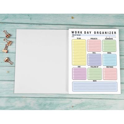Planejador Diário de Trabalho e Organizador Pessoal - Casa/Escritório - 50 Páginas Sem Data para Tarefas - Bloco Destacável - Inkdotpot 14,73 Cm × 20,83 Cm / Multicolorido