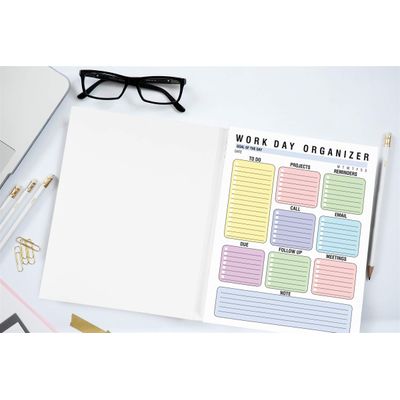 Planejador Diário de Trabalho e Organizador Pessoal - Casa/Escritório - 50 Páginas Sem Data para Tarefas - Bloco Destacável - Inkdotpot 14,73 Cm × 20,83 Cm / Multicolorido