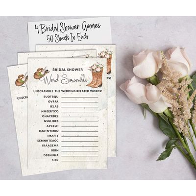 Pacote com 50 Cartões Quadrados em Branco para Chá de Noiva, Despedida de Solteira e Ideias de Presente, Jogo Cowgirl - Inkdotpot 12,7 Cm × 17,78 Cm / Branco - Conjunto de 4