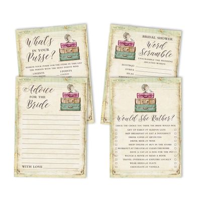 Cartões Quadrados em Branco para Chá Nupcial e Despedida de Solteira, Preenchíveis, 50 Unidades para Jogo de Viagem - Inkdotpot 12,7 Cm × 17,78 Cm / Amarelo - Conjunto de 4