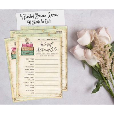 Cartões Quadrados em Branco para Chá Nupcial e Despedida de Solteira, Preenchíveis, 50 Unidades para Jogo de Viagem - Inkdotpot 12,7 Cm × 17,78 Cm / Amarelo - Conjunto de 4
