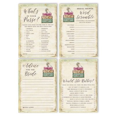 Cartões Quadrados em Branco para Chá Nupcial e Despedida de Solteira, Preenchíveis, 50 Unidades para Jogo de Viagem - Inkdotpot 12,7 Cm × 17,78 Cm / Amarelo - Conjunto de 4