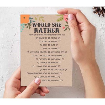 50 Cartões de Jogo Quadrados em Branco para Chá de Noiva/Despedida de Solteira Ideias de Presente Kraft Rústico Floral a Granel - Inkdotpot 12,7 Cm × 17,78 Cm / Bege - Conjunto de 4