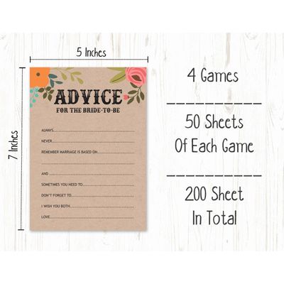 50 Cartões de Jogo Quadrados em Branco para Chá de Noiva/Despedida de Solteira Ideias de Presente Kraft Rústico Floral a Granel - Inkdotpot 12,7 Cm × 17,78 Cm / Bege - Conjunto de 4