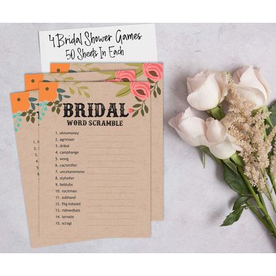 50 Cartões de Jogo Quadrados em Branco para Chá de Noiva/Despedida de Solteira Ideias de Presente Kraft Rústico Floral a Granel - Inkdotpot 12,7 Cm × 17,78 Cm / Bege - Conjunto de 4