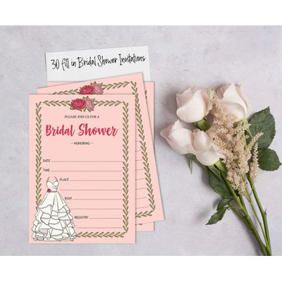 50 Cartões Florais Quadrados em Branco para Preencher, Chá de Noiva e Despedida de Solteira - Inkdotpot 12,7 Cm × 17,78 Cm / Laranja - Convite