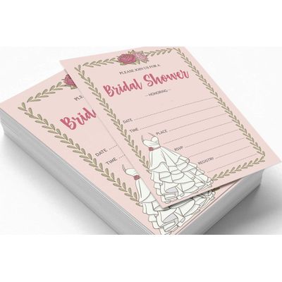 50 Cartões Florais Quadrados em Branco para Preencher, Chá de Noiva e Despedida de Solteira - Inkdotpot 12,7 Cm × 17,78 Cm / Laranja - Convite